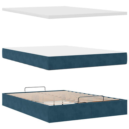 vidaXL Ottoman-Bett mit Matratzen Dunkelblau 140x190 cm Samt