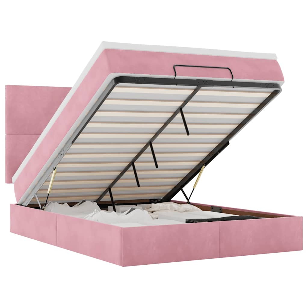 vidaXL Lit Ottomane avec matelas Rose 140x190 cm Velours