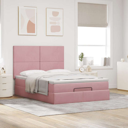 vidaXL Lit Ottomane avec matelas Rose 140x190 cm Velours