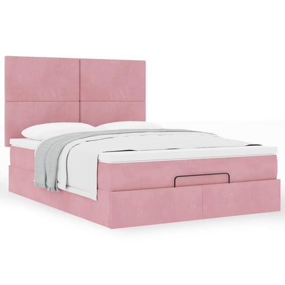 vidaXL Lit Ottomane avec matelas Rose 140x190 cm Velours