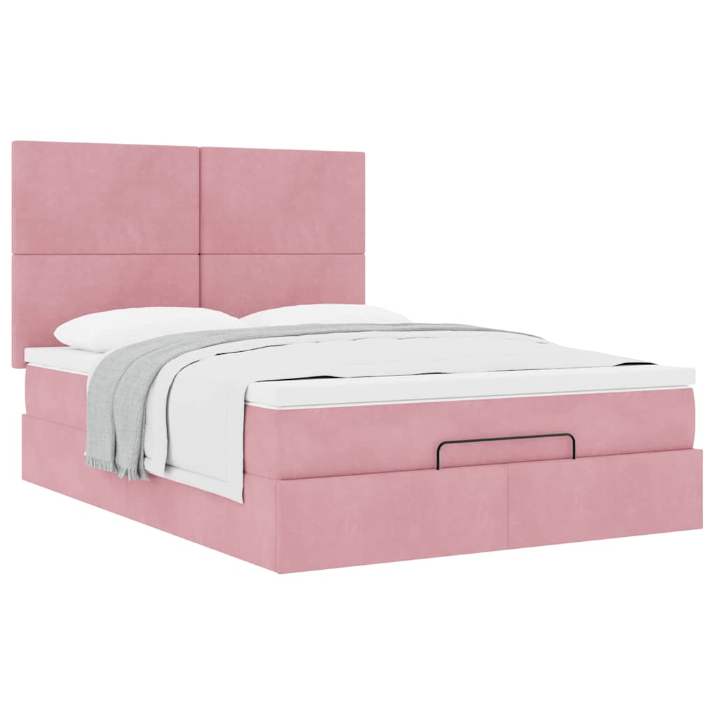 vidaXL Lit Ottomane avec matelas Rose 140x190 cm Velours