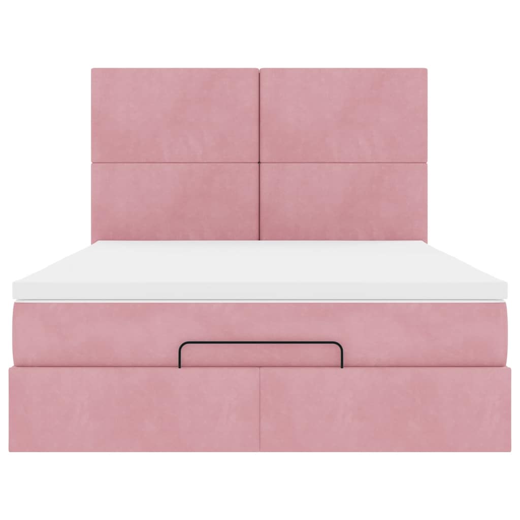 vidaXL Lit Ottomane avec matelas Rose 140x190 cm Velours
