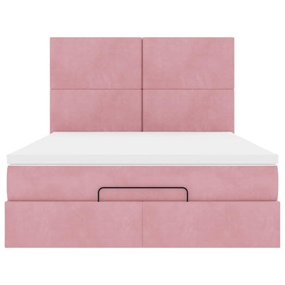 vidaXL Lit Ottomane avec matelas Rose 140x190 cm Velours