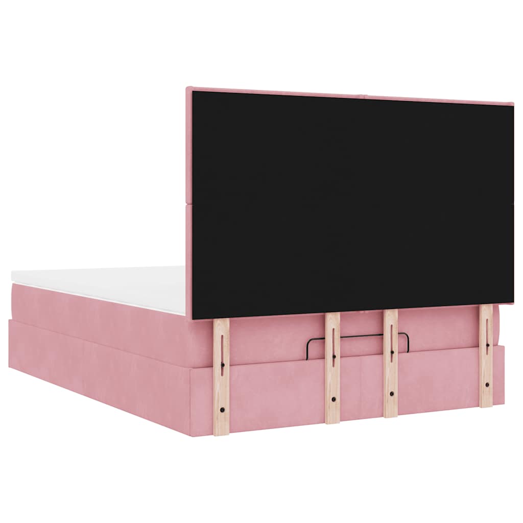 vidaXL Lit Ottomane avec matelas Rose 140x190 cm Velours