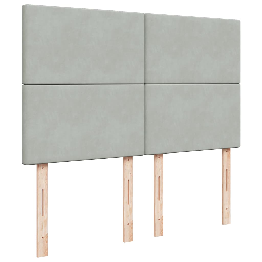 vidaXL Ottoman-Bett mit Matratzen Hellgrau 140x200 cm Samt