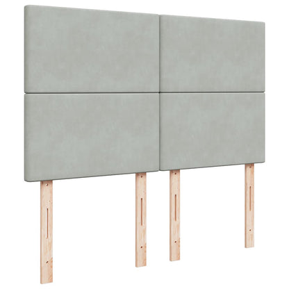 vidaXL Ottoman-Bett mit Matratzen Hellgrau 140x200 cm Samt