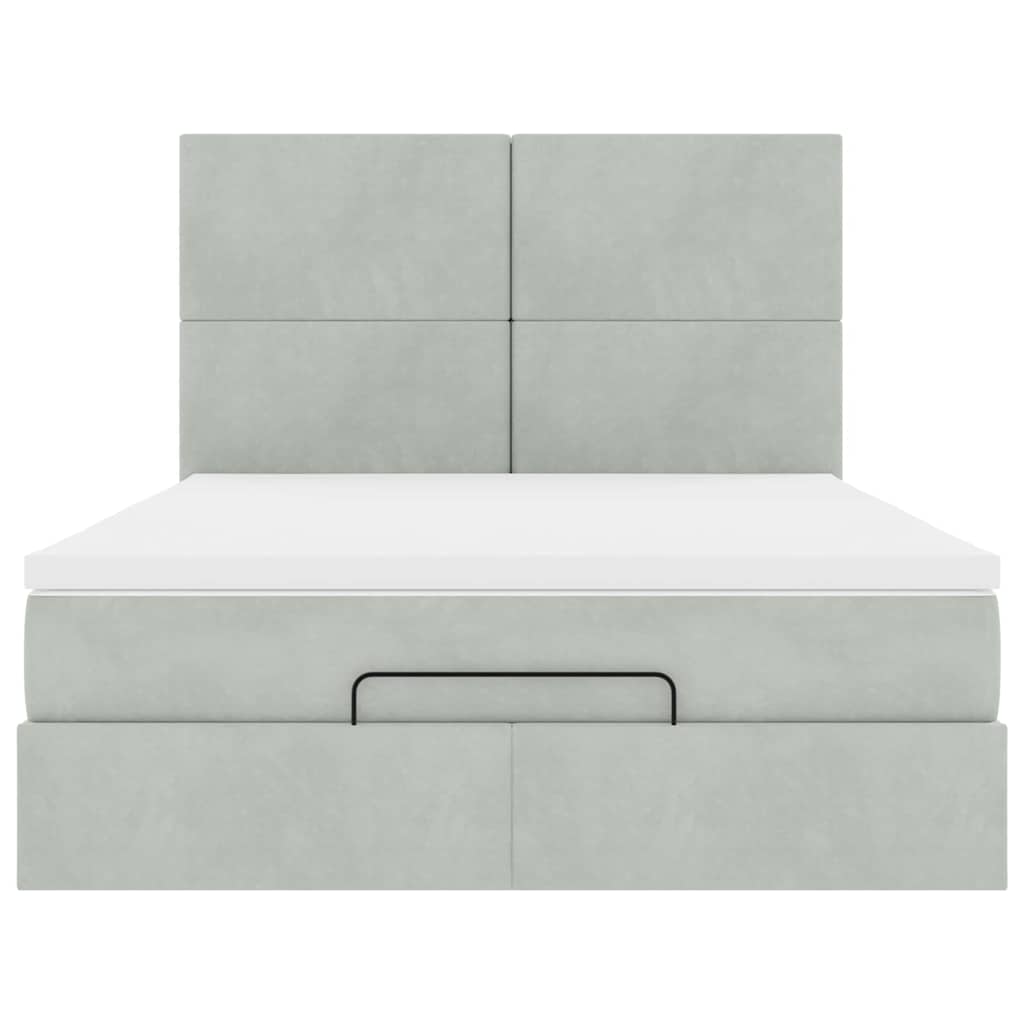 vidaXL Ottoman-Bett mit Matratzen Hellgrau 140x200 cm Samt