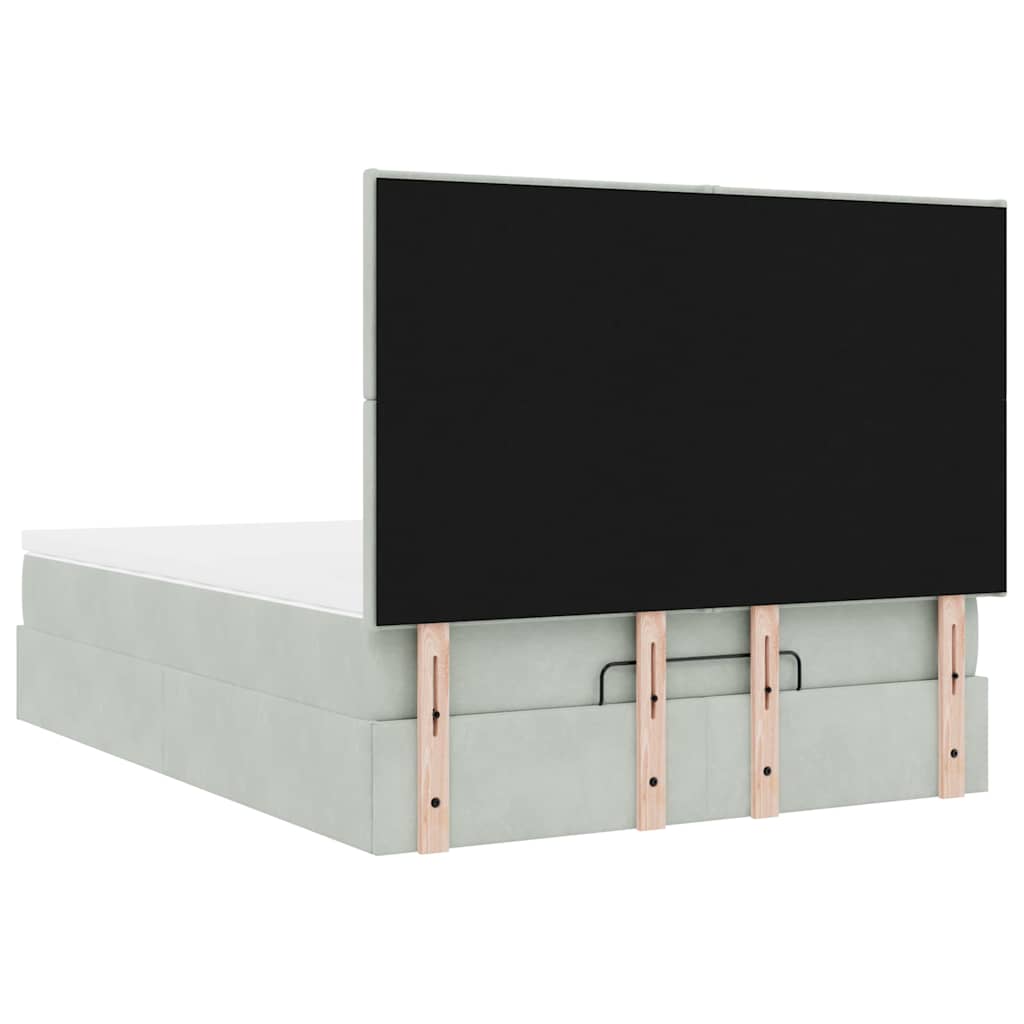 vidaXL Ottoman-Bett mit Matratzen Hellgrau 140x200 cm Samt
