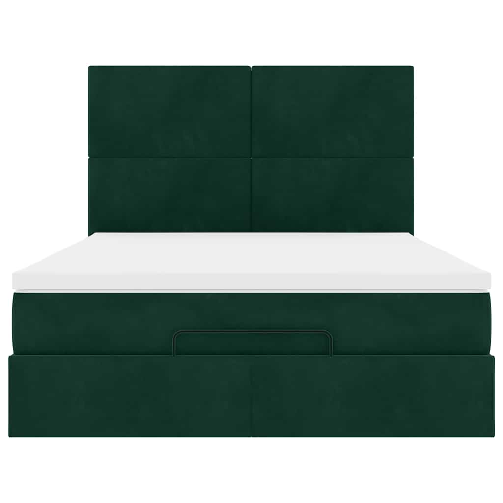 vidaXL Ottoman-Bett mit Matratzen Dunkelgrün 140x200 cm Samt