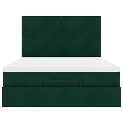 vidaXL Ottoman-Bett mit Matratzen Dunkelgrün 140x200 cm Samt