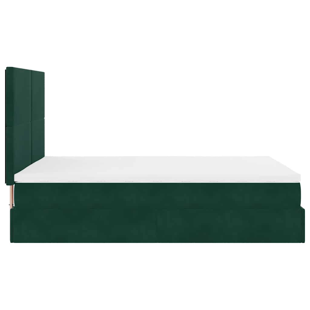 vidaXL Ottoman-Bett mit Matratzen Dunkelgrün 140x200 cm Samt