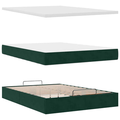 vidaXL Ottoman-Bett mit Matratzen Dunkelgrün 140x200 cm Samt