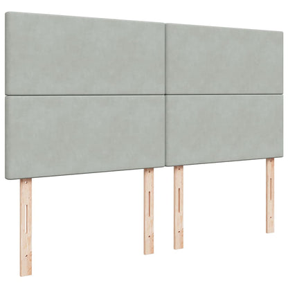 vidaXL Ottoman-Bett mit Matratzen Hellgrau 160x200 cm Samt