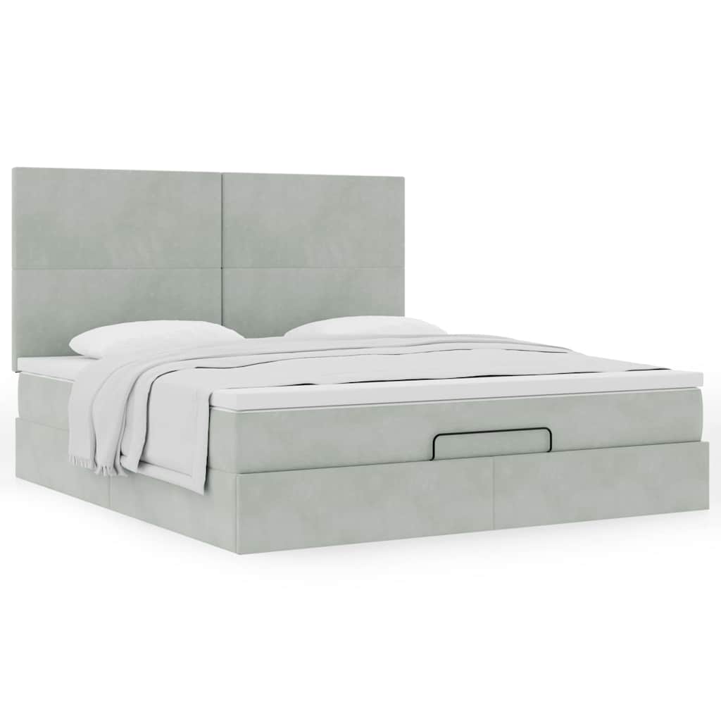 vidaXL Ottoman-Bett mit Matratzen Hellgrau 160x200 cm Samt