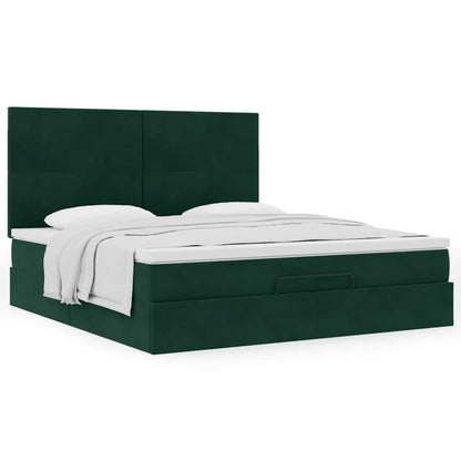 vidaXL Ottoman-Bett mit Matratzen Dunkelgrün 160x200 cm Samt