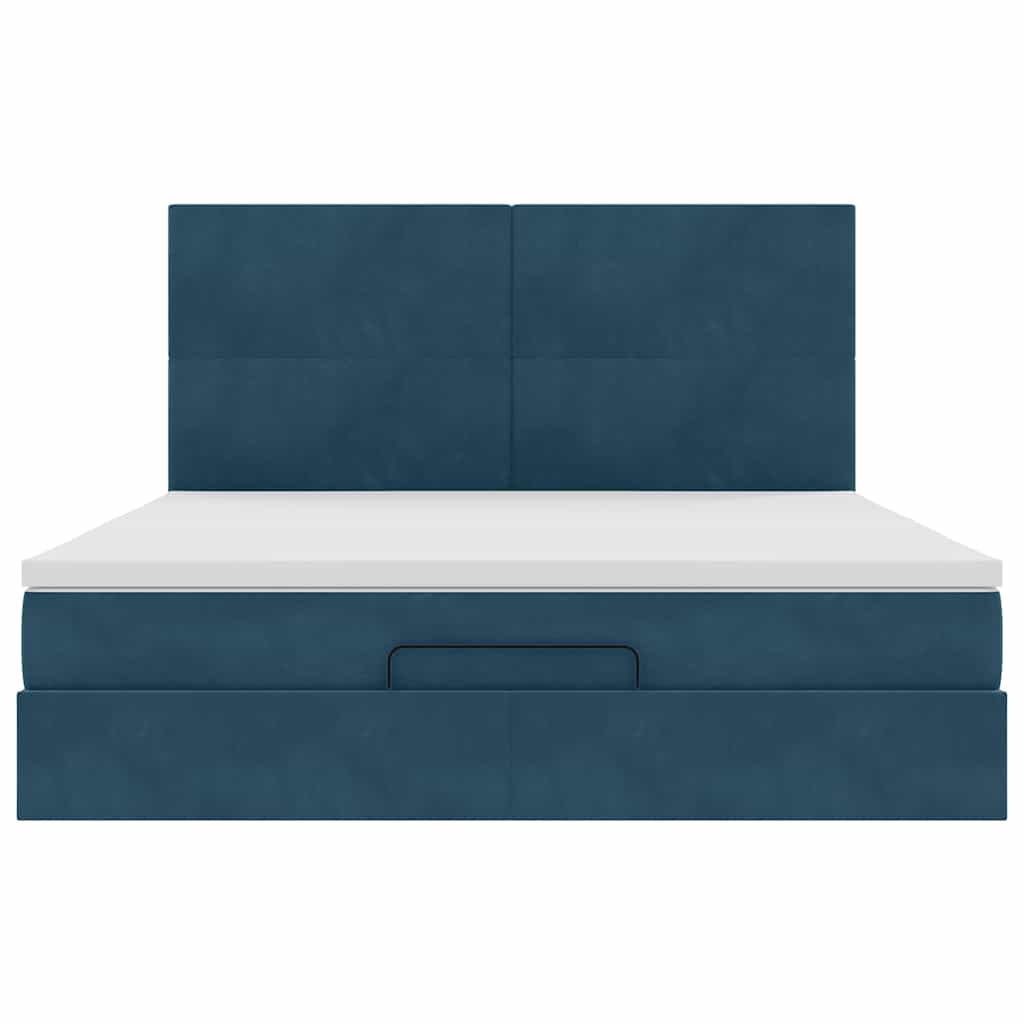 vidaXL Ottoman-Bett mit Matratzen Dunkelblau 160x200 cm Samt