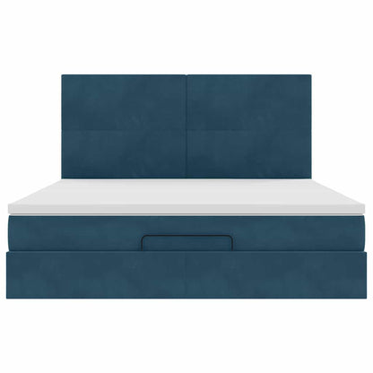 vidaXL Ottoman-Bett mit Matratzen Dunkelblau 160x200 cm Samt