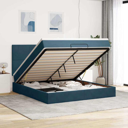 vidaXL Ottoman-Bett mit Matratzen Dunkelblau 160x200 cm Samt