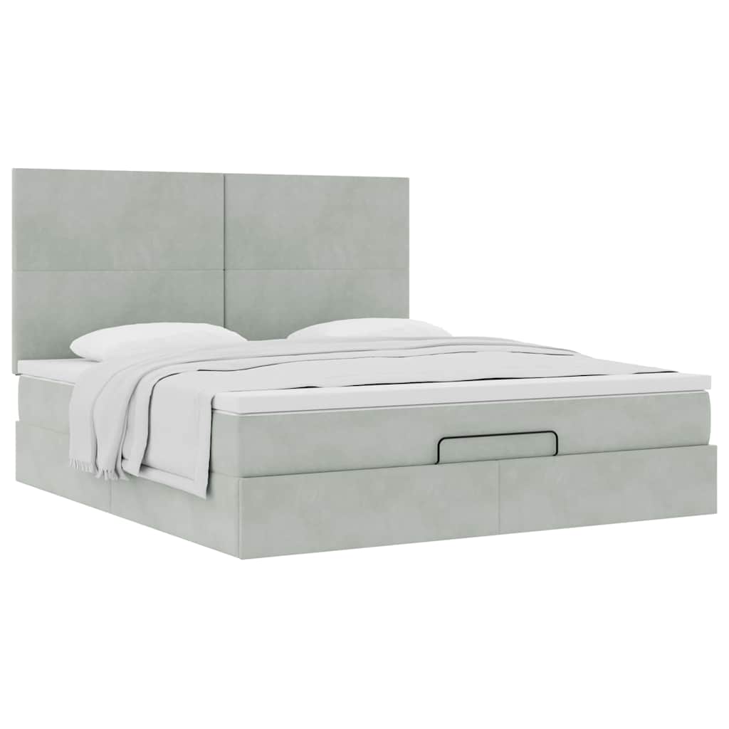 vidaXL Ottoman-Bett mit Matratzen Hellgrau 180x200 cm Samt