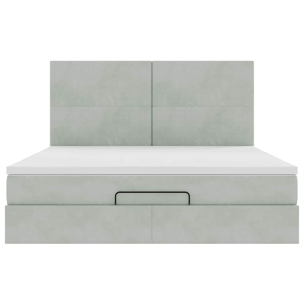 vidaXL Ottoman-Bett mit Matratzen Hellgrau 180x200 cm Samt