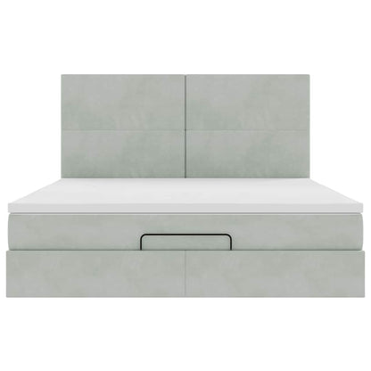 vidaXL Ottoman-Bett mit Matratzen Hellgrau 180x200 cm Samt
