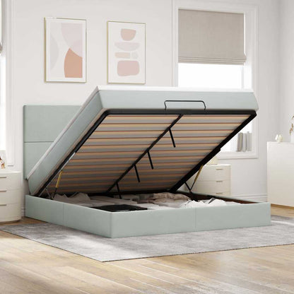 vidaXL Ottoman-Bett mit Matratzen Hellgrau 180x200 cm Samt