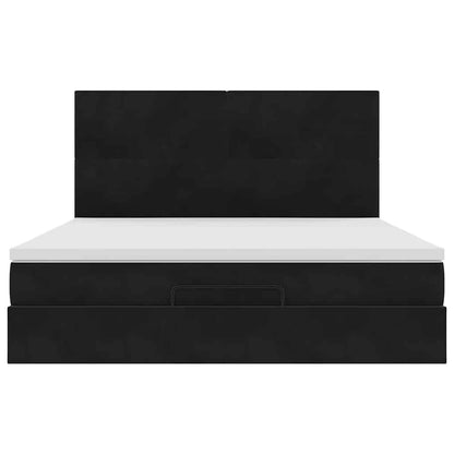 vidaXL Ottoman-Bett mit Matratzen Schwarz 180x200 cm Samt