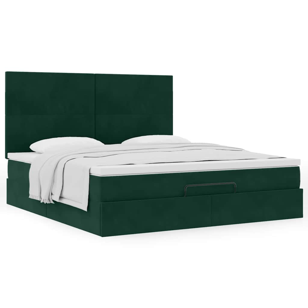 vidaXL Ottoman-Bett mit Matratzen Dunkelgrün 180x200 cm Samt