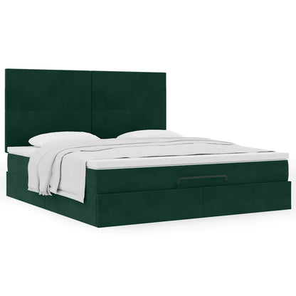 vidaXL Ottoman-Bett mit Matratzen Dunkelgrün 180x200 cm Samt