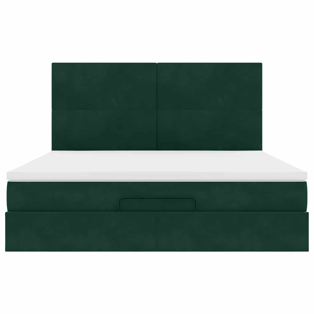 vidaXL Ottoman-Bett mit Matratzen Dunkelgrün 180x200 cm Samt