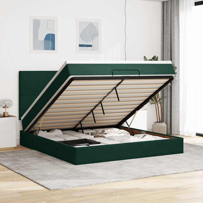 vidaXL Ottoman-Bett mit Matratzen Dunkelgrün 180x200 cm Samt