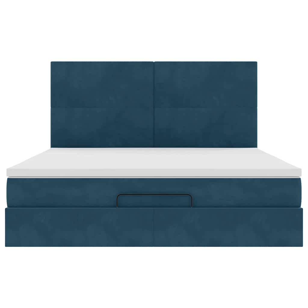 vidaXL Ottoman-Bett mit Matratzen Dunkelblau 180x200 cm Samt