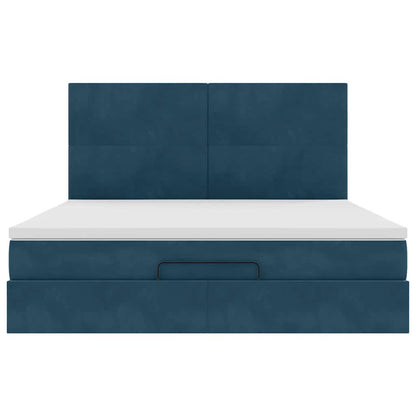 vidaXL Ottoman-Bett mit Matratzen Dunkelblau 180x200 cm Samt