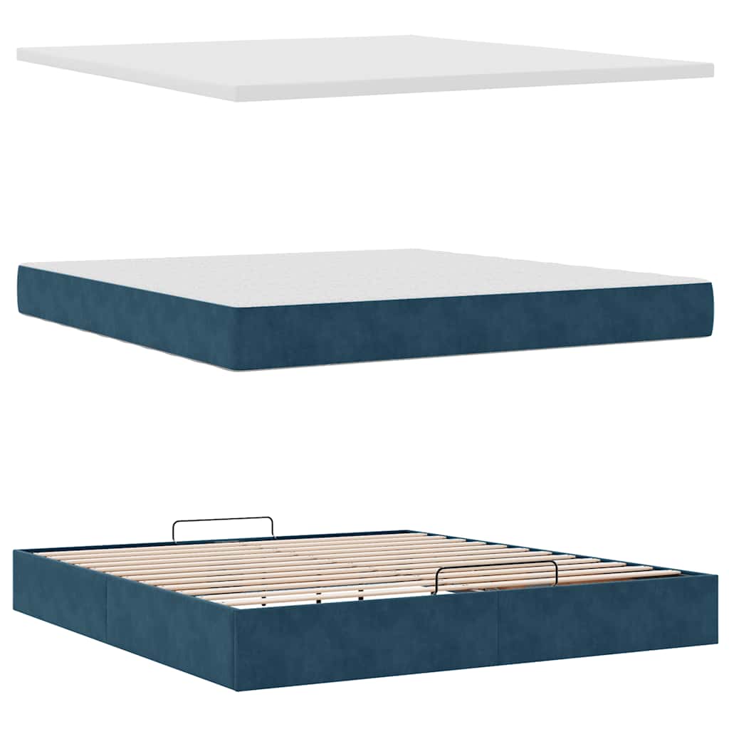 vidaXL Ottoman-Bett mit Matratzen Dunkelblau 180x200 cm Samt