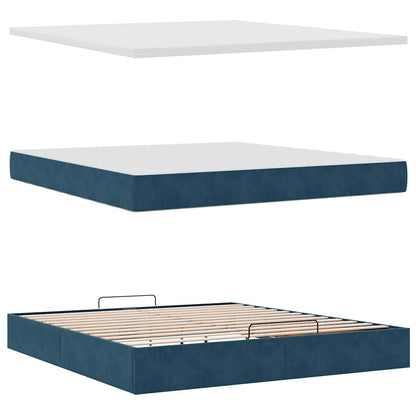 vidaXL Ottoman-Bett mit Matratzen Dunkelblau 180x200 cm Samt
