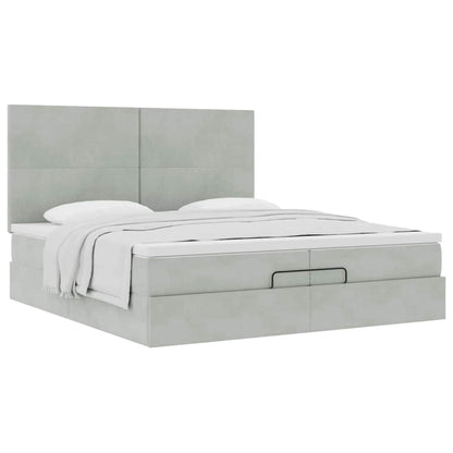 vidaXL Lit ottoman avec matelas gris clair 200x200 cm Velours