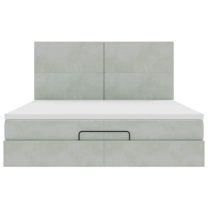 Ottoman-Bett mit Matratzen Hellgrau 200x200 cm Samt