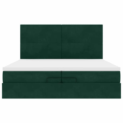 Ottoman-Bett mit Matratzen Dunkelgrün 200x200 cm Samt
