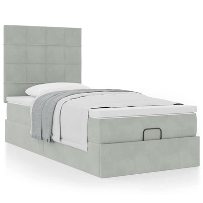 vidaXL Lit ottoman avec matelas Gris clair 80x200 cm Velours