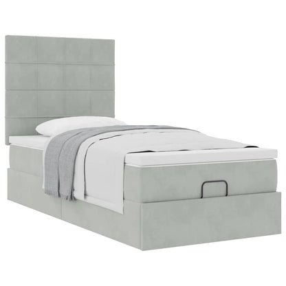 vidaXL Lit ottoman avec matelas Gris clair 80x200 cm Velours