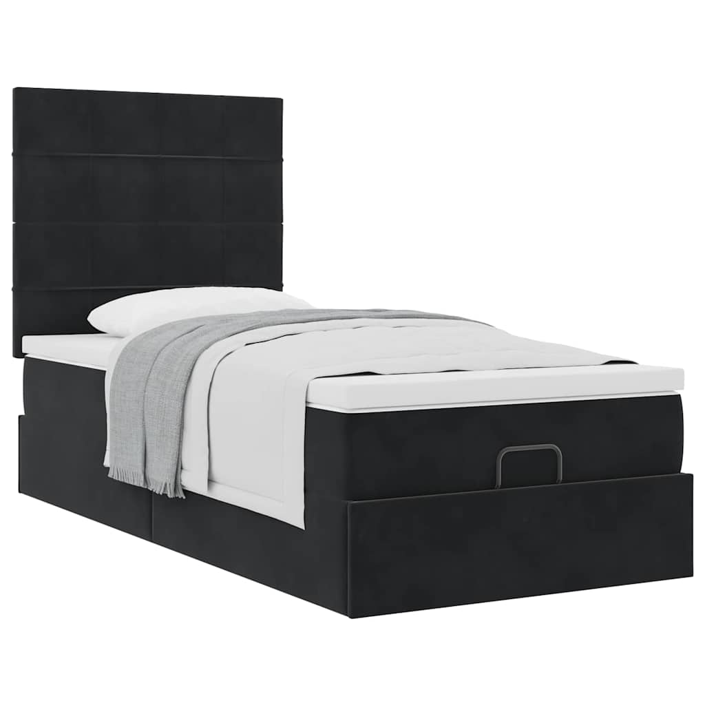 vidaXL Ottoman-Bett mit Matratzen Schwarz 80x200 cm Samt