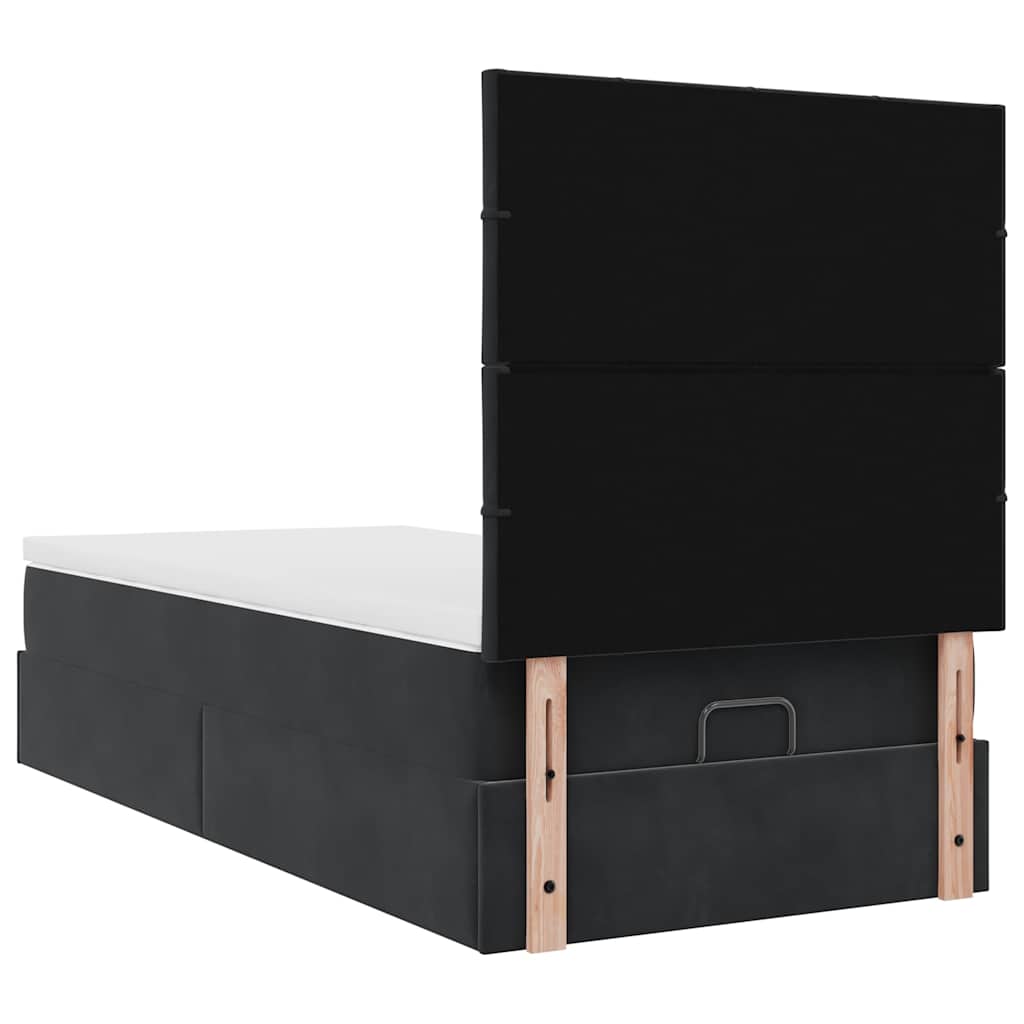 vidaXL Ottoman-Bett mit Matratzen Schwarz 80x200 cm Samt
