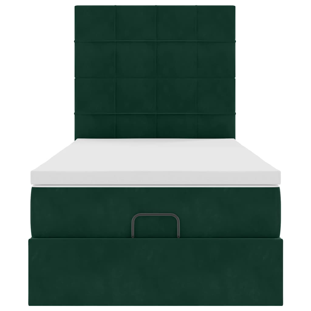 vidaXL Ottoman-Bett mit Matratzen Dunkelgrün 90x200 cm Samt