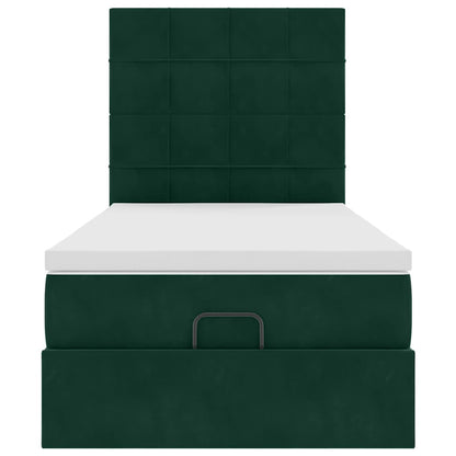 vidaXL Ottoman-Bett mit Matratzen Dunkelgrün 90x200 cm Samt