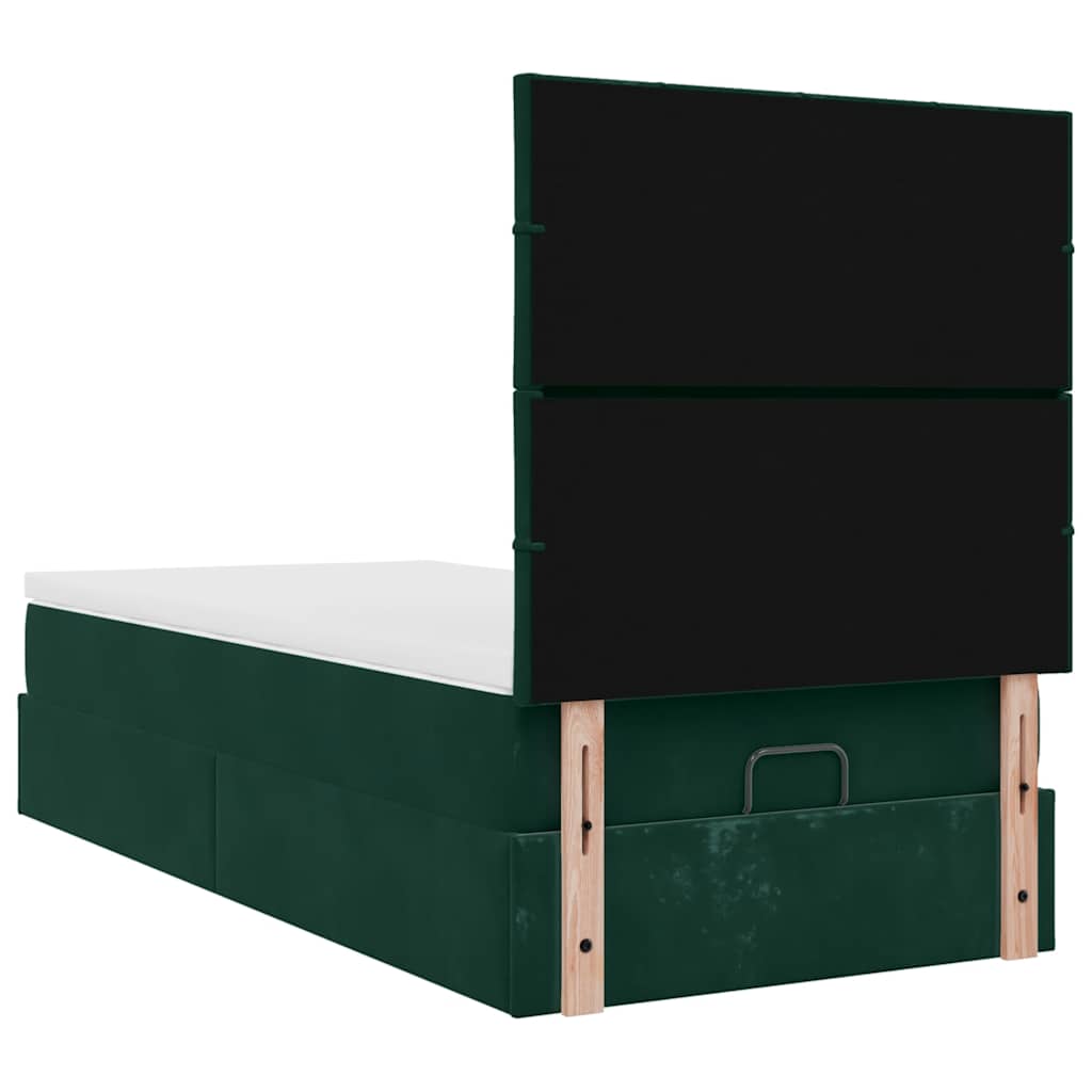 vidaXL Ottoman-Bett mit Matratzen Dunkelgrün 90x200 cm Samt