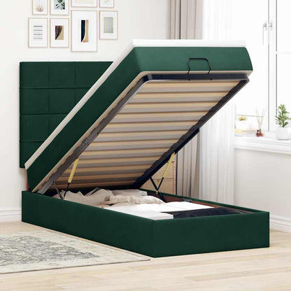 vidaXL Ottoman-Bett mit Matratzen Dunkelgrün 90x200 cm Samt