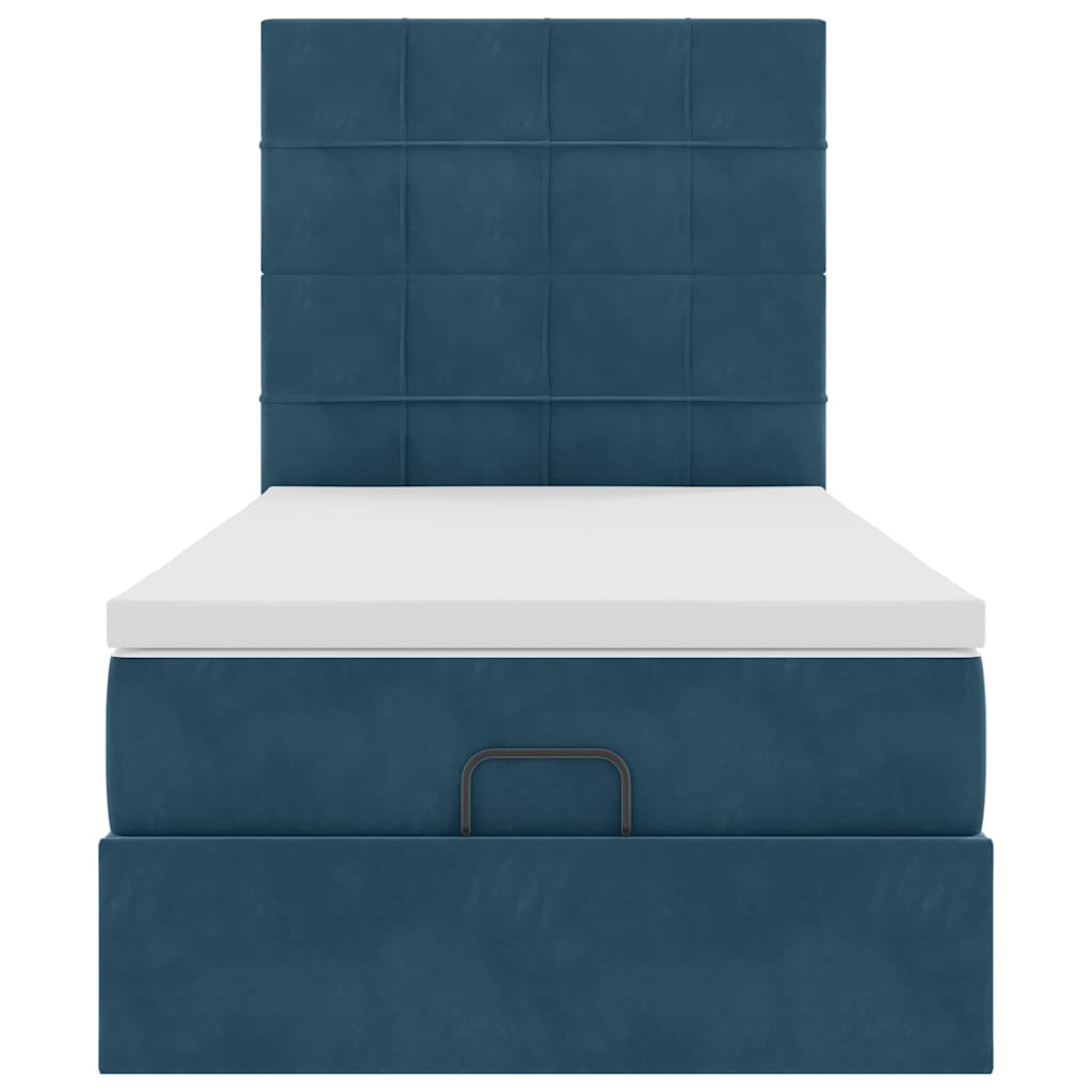 vidaXL Ottoman-Bett mit Matratzen Dunkelblau 90x200 cm Samt