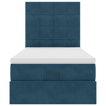 vidaXL Ottoman-Bett mit Matratzen Dunkelblau 90x200 cm Samt