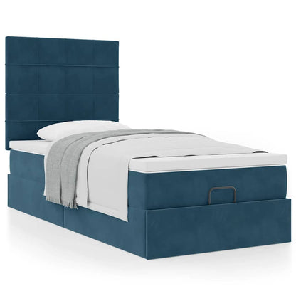 vidaXL Ottoman-Bett mit Matratzen Dunkelblau 100x200 cm Samt