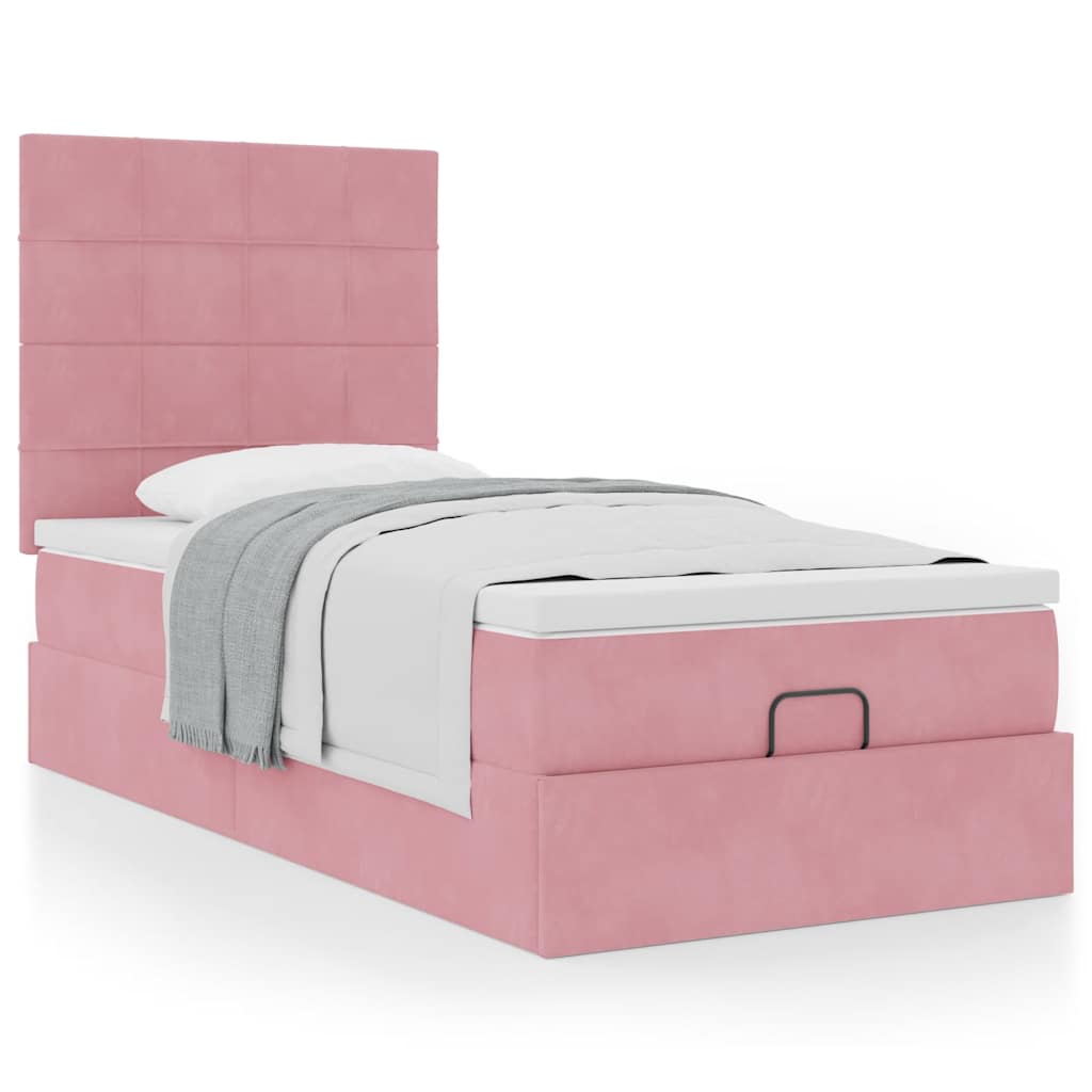 vidaXL Lit ottoman avec matelas Rose 100x200 cm Velours